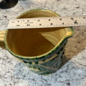 Handcrafted Green and Yellow Ceramic Pitcher